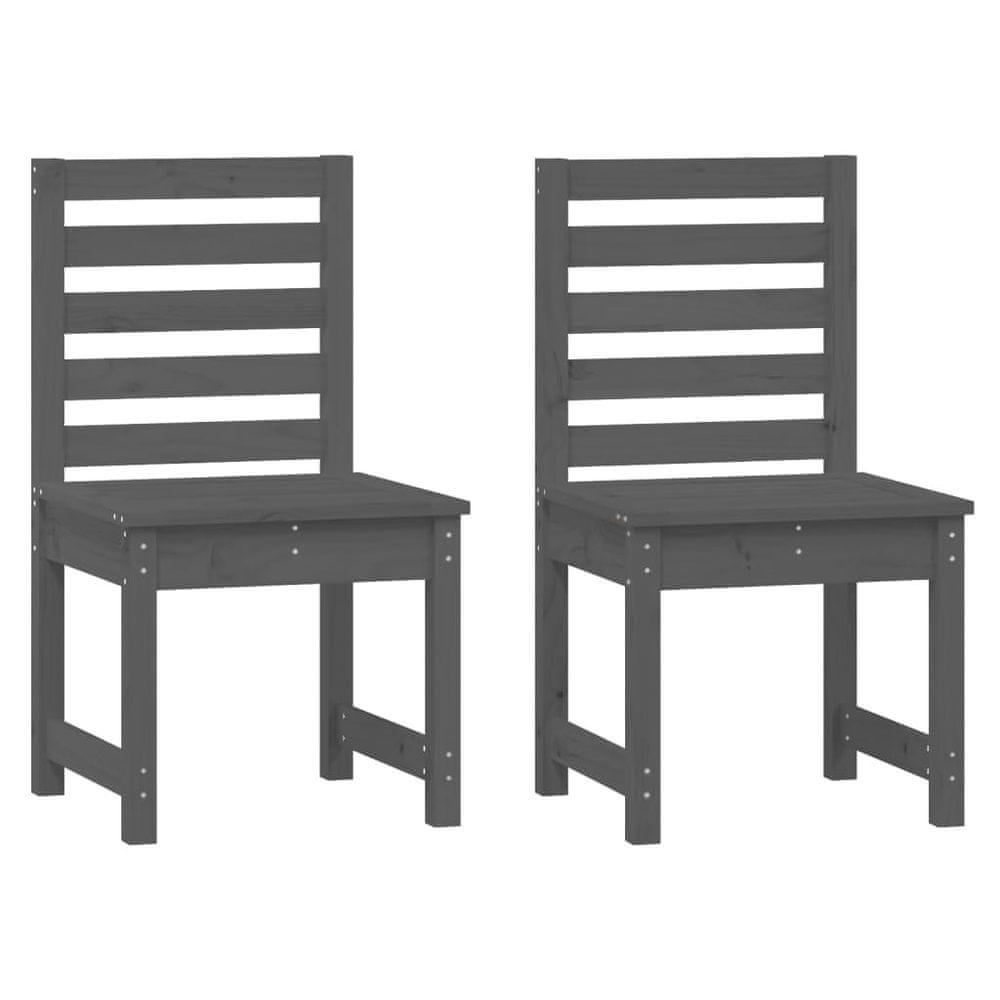 Vidaxl Záhradné stoličky 2 ks sivé 40,5x48x91,5 cm borovicový masív